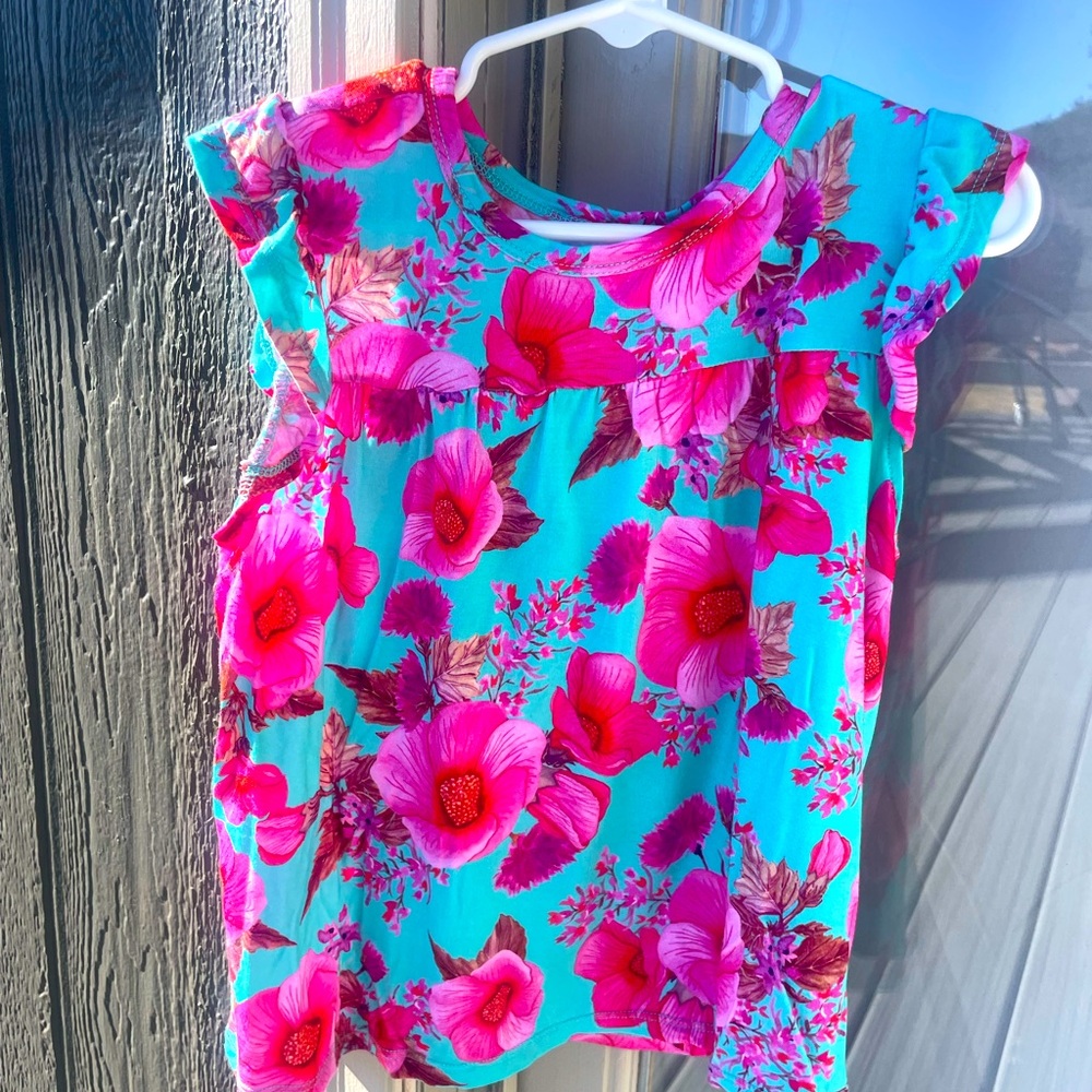 Posh peanut 5T/6T shirt shorts bright vibrant pink and blue